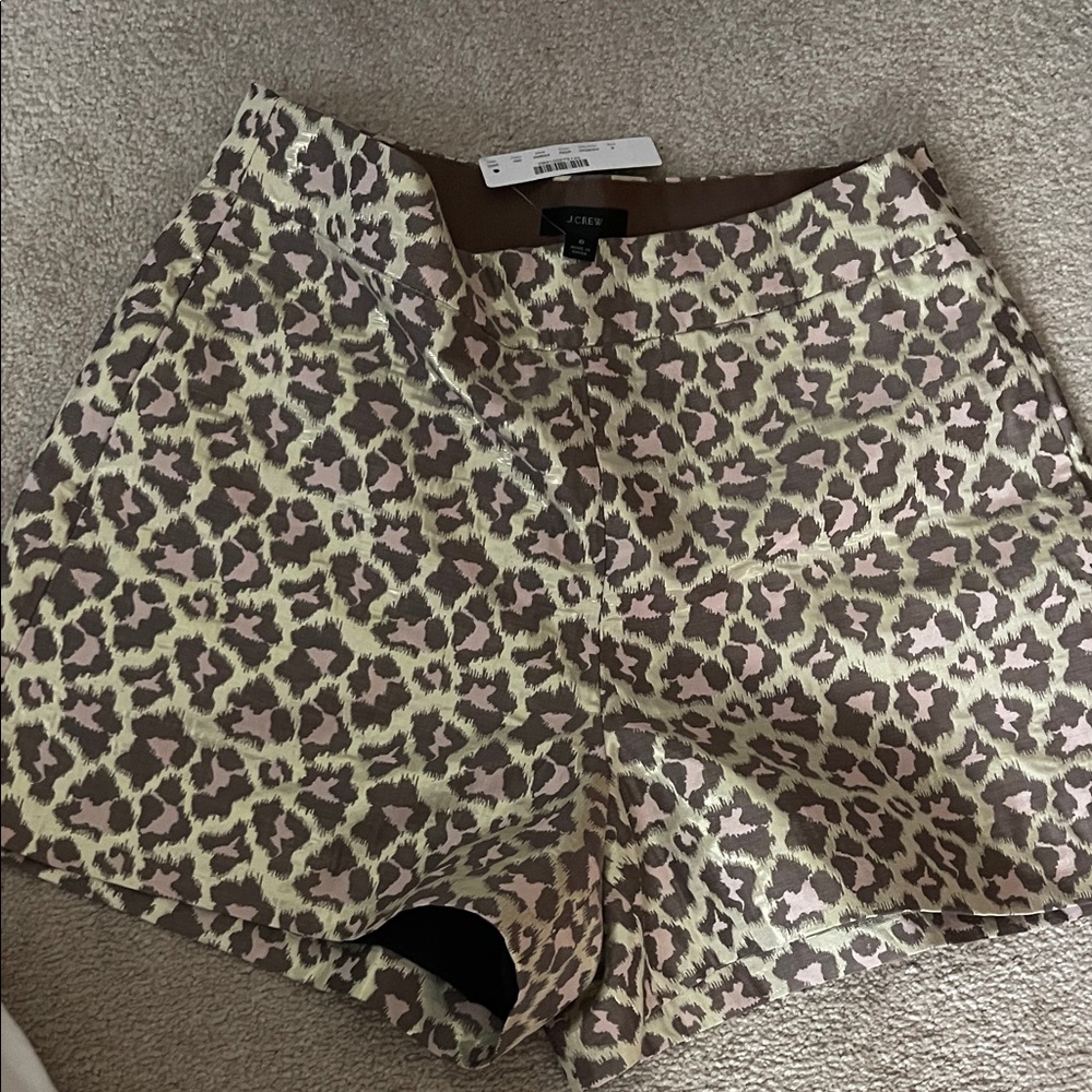 New J. Crew High Waist Animal Print Shorts - Brown and Cream